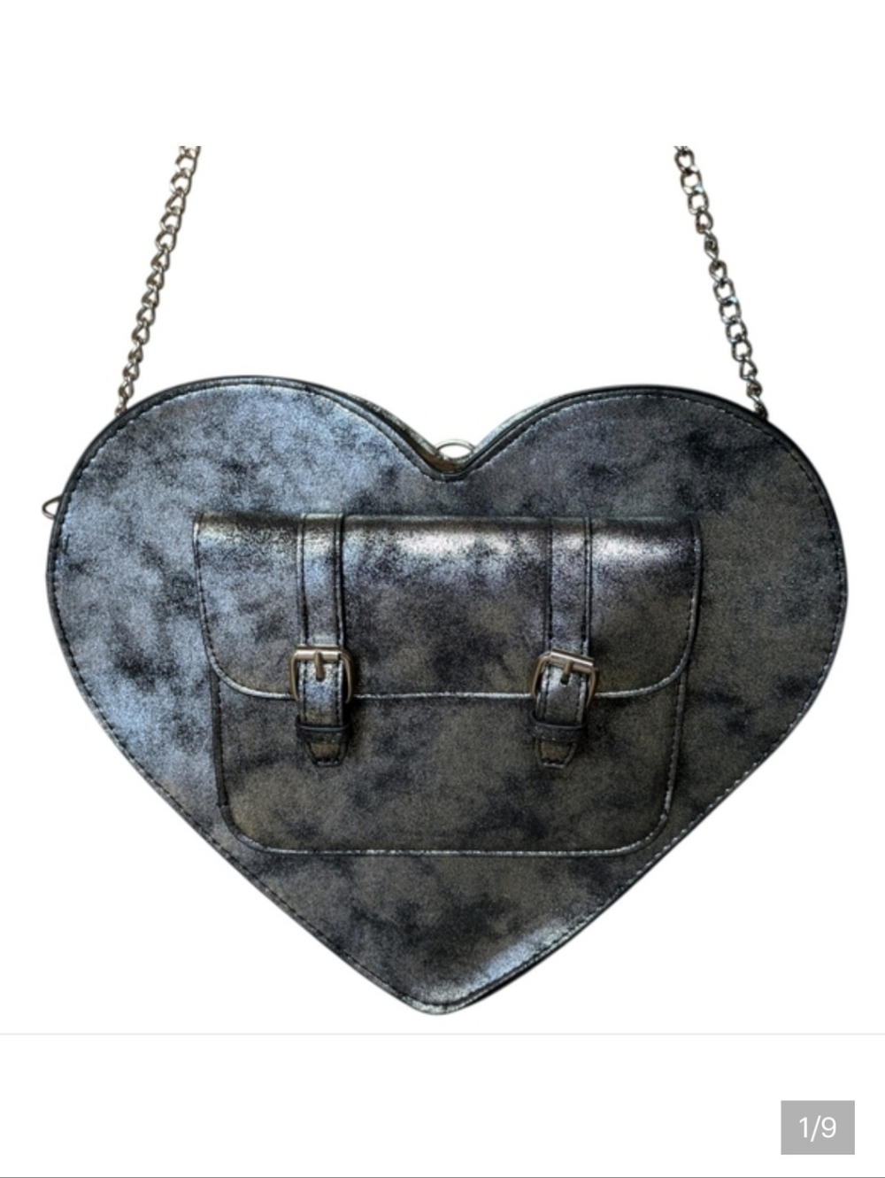 Claire's Black Metallic Heart Purse Backpack